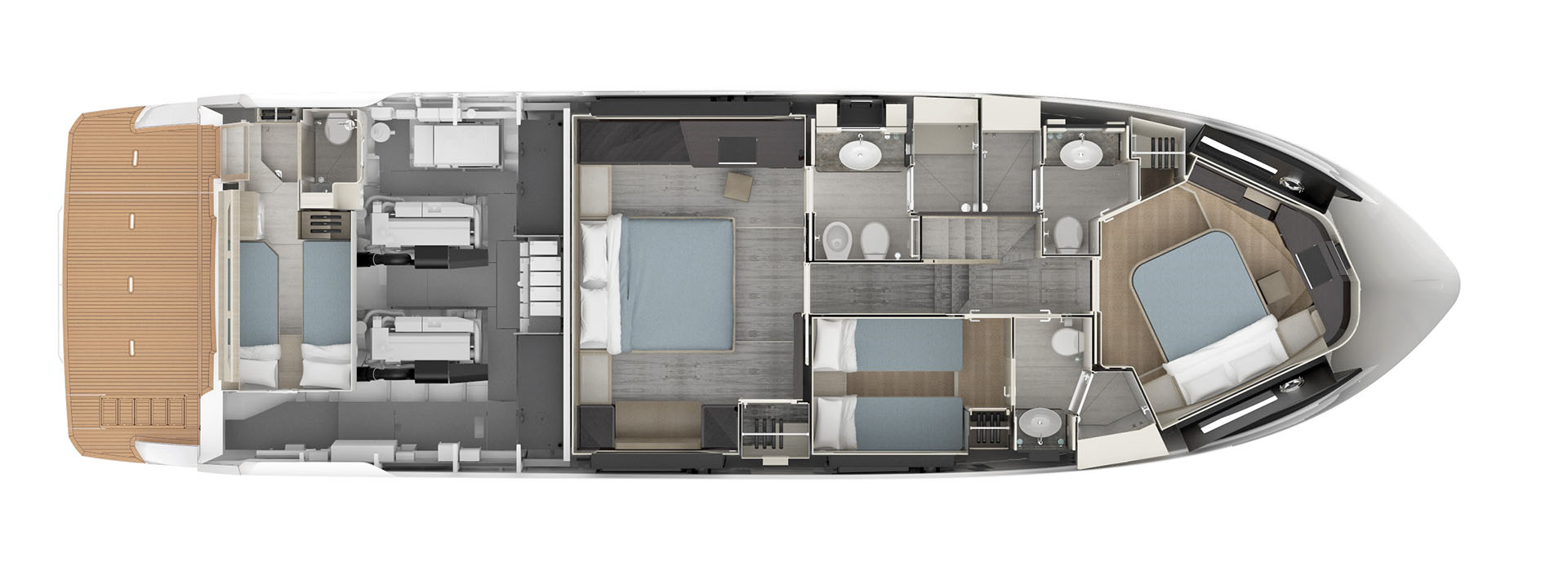 Absolute 62 Fly Emilia II yacht charter in Mallorca — cockpit lounge shaded for long Mediterranean lunches, from Marina Port de Mallorca, Palma.