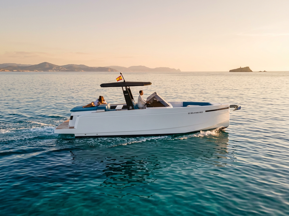 De Antonio D29 Open yacht charter in Mallorca — cruising the south-west coast of Mallorca on a sunlit afternoon, from Port Calanova.