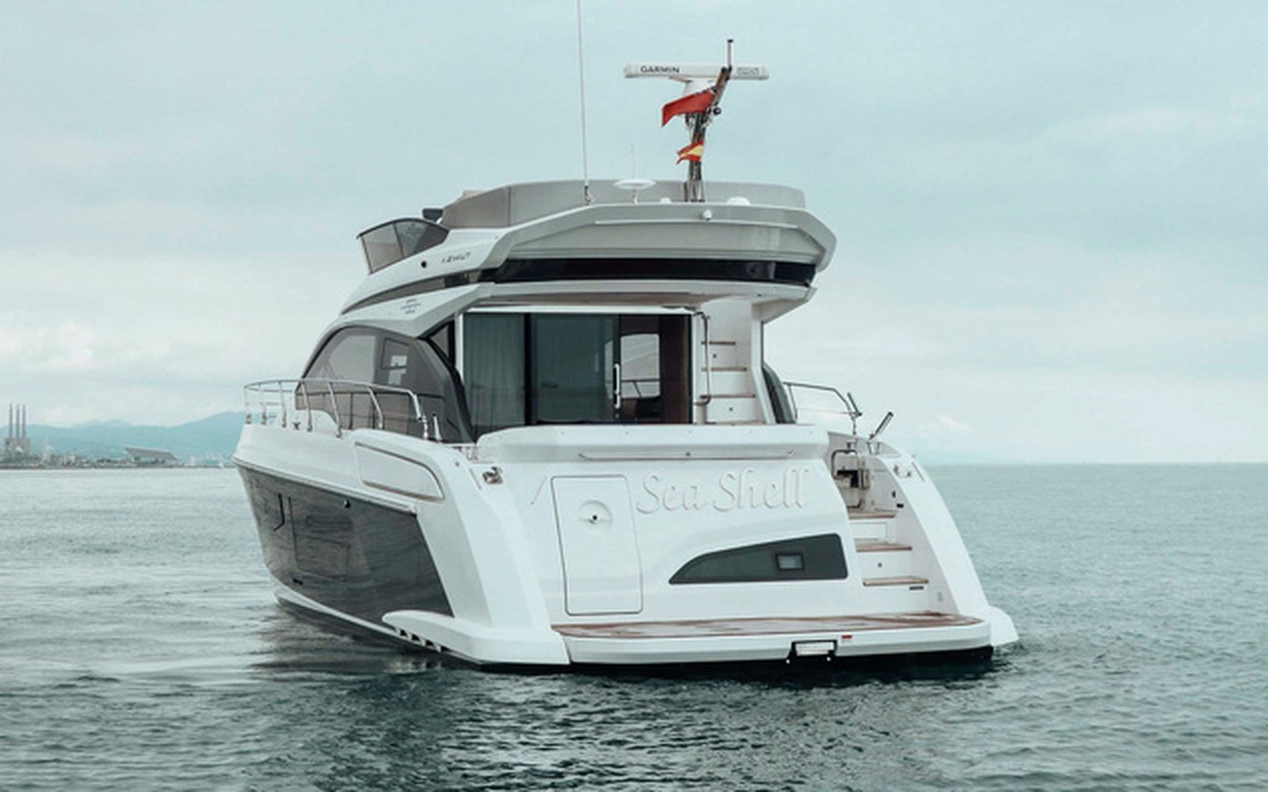 Azimut 53 Sea Shell yacht charter in Mallorca — cruising the south-west coast of Mallorca on a sunlit afternoon, from Marina Palma, La Lonja.