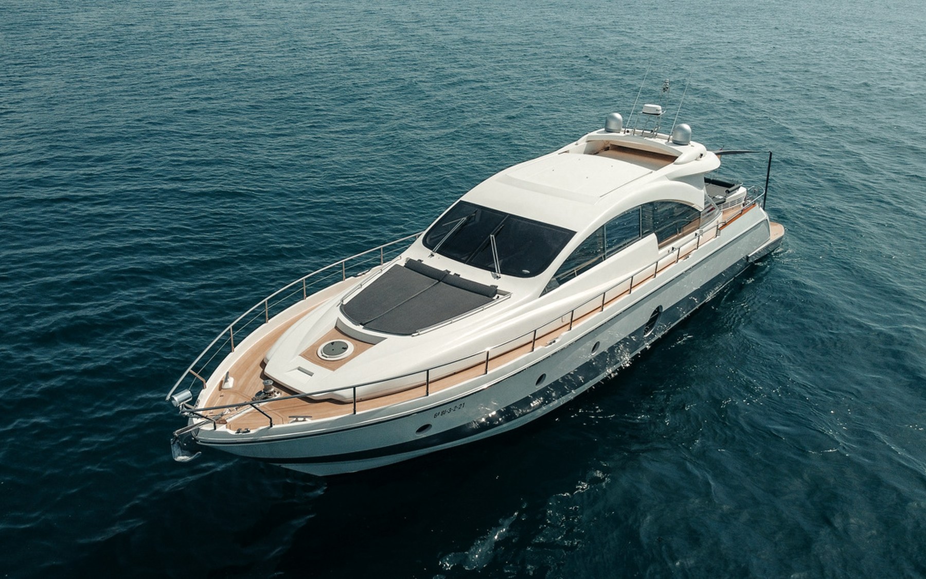Aicon 72 SL Gadea yacht charter in Mallorca — helm station and interior details, from Marina Palma, La Lonja.
