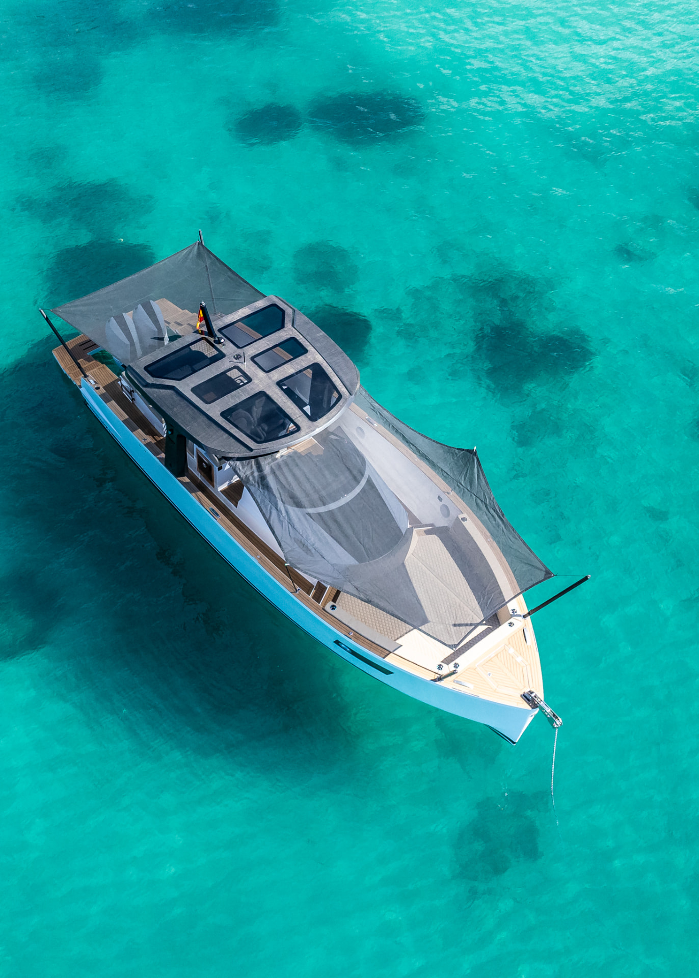 Tesoro T40 GTS New 2026 yacht charter in Mallorca — helm station and interior details, from Puerto Portals.