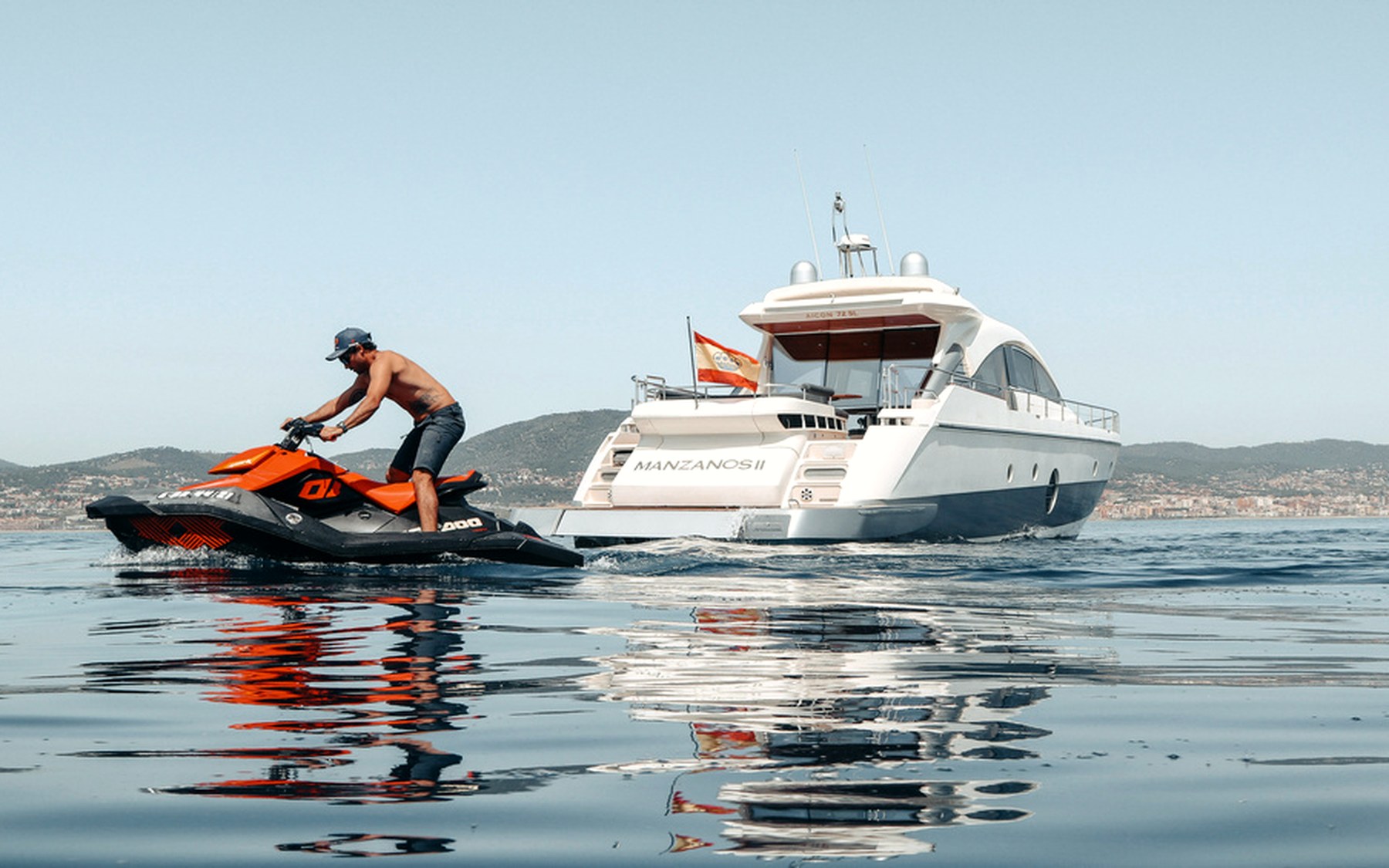 Aicon 72 SL Gadea yacht charter in Mallorca — bow sunpads with views over the Balearic sea, from Marina Palma, La Lonja.