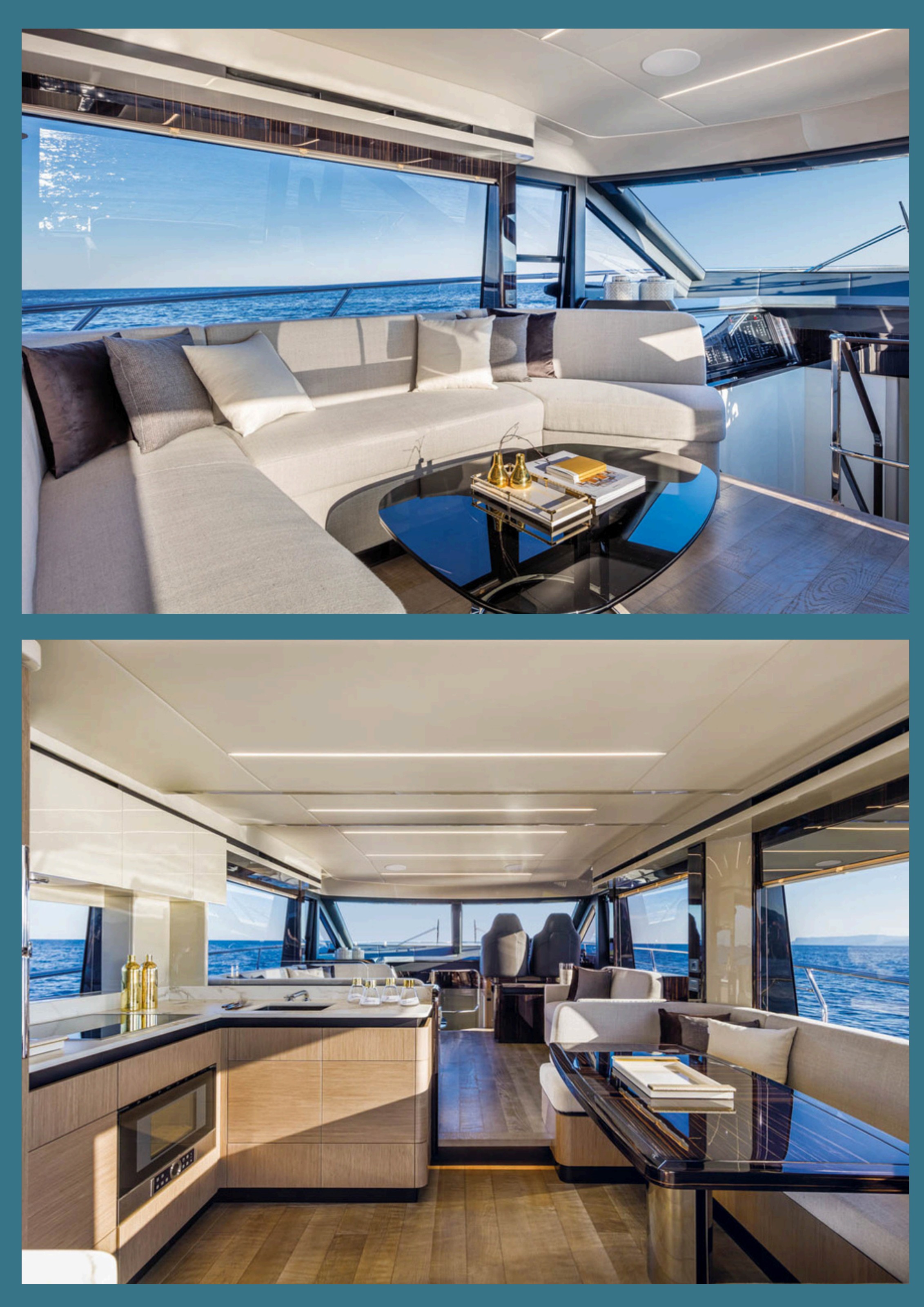 Absolute 62 Fly Emilia II yacht charter in Mallorca — bow sunpads with views over the Balearic sea, from Marina Port de Mallorca, Palma.